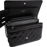 Chanel Patent Leather Quilted Boy Wallet On Chain Crossbody Bag