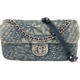 Chanel Denim Camellia Single Flap Crossbody Bag