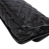 Chanel Quilted Caviar Leather Palladium Front Pocket Single Flap Shoulder Bag