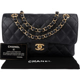 Chanel Quilted Caviar Leather Gold Small Double Flap Shoulder Bag