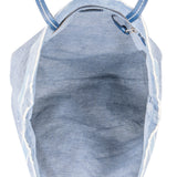 Miu Miu Denim Striped Emblem Tote Shoulder Bag