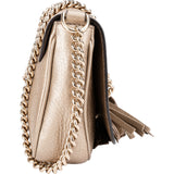 Gucci Pebbled Metallic Leather Soho Mini Saddle Chain Crossbody Bag