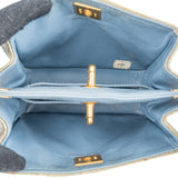 Chanel Iconic Quilted Denim 24K Gold Small Top Handle Handbag
