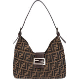Fendi Monogram FF Zucca Canvas Baguette Buckle Shoulder Bag