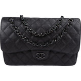 Chanel Soblack Edition Quilted Calfskin Jumbo Double Flap Crossbody Bag