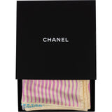 Chanel Cruise in Singapure Bicolor Striped Wave Print Silk 90 Scarf Tuch