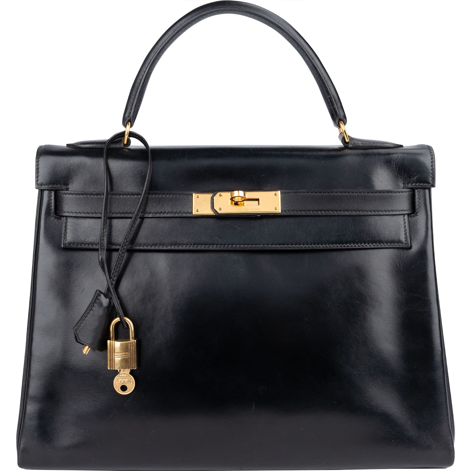 Hermès Box Calf Kelly Sellier 28 Handbag xx stempel / auf schwarz gefärbt? - vintageandkickz