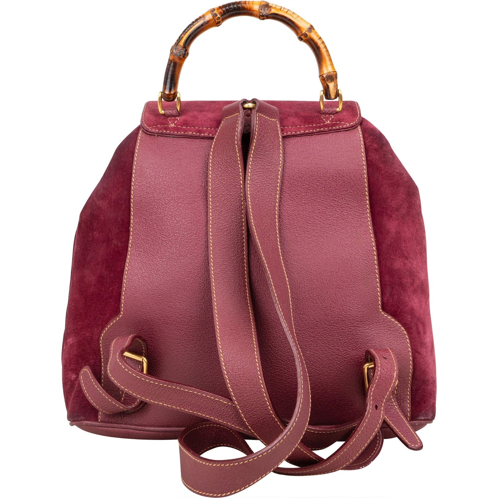 Gucci Suede Bamboo Backpack - vintageandkickz