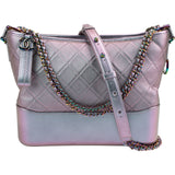 Chanel Purple Quilted Calfskin Multicolor Rainbow Hardware Gabrielle Crossbody Bag