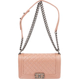 Chanel Quilted Lambskin Medium Boy Single Flap Crossbody Bag