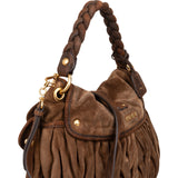 Miu Miu Brown Suede Leather Coffer City Handbag