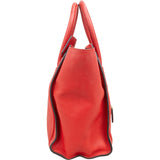 Céline Red Drummed Calfskin Luggage Handbag