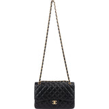 Chanel Quilted Caviar Leather Jumbo Double Flap Crossbody Bag