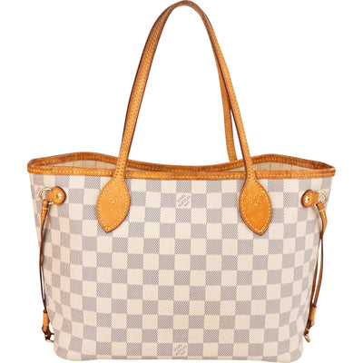 Louis Vuitton Monogram Damier Azur Canvas Neverfull PM Shoulder Bag - vintageandkickz