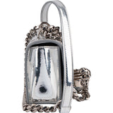 Alexander McQueen Mirrored Patent Leather Crystal-Embellished Skull Knuckle Ring Small Crossbody Bag