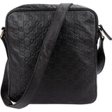 Gucci Black Guccissima Leather GG Messenger Crossbody Bag