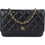 Chanel Quilted Caviar Leather Palladium Wallet On Chain Crossbody Bag
