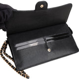 Chanel Quilted Caviar Leather Single Flap Zip Wallet Wristled Clutch