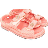 Chanel Pink Quilted Frottee Pearl CC Velcro Dad Sandals (38)