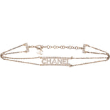 Chanel Champagner-Gold Tone Crystal Emblem Choker Necklace AB8049 C22S