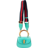 Gucci Turquoise Exotic Leather Crocodile Bamboo 1947 Mini Top Handle Crossbody Bag