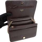 Chanel Quilted Caviar Leather Boy Wallet On Chain Crossbody Bag