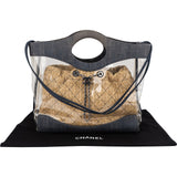 Chanel 31 Transparent PVC Denim Raffia Tote Shopper Shoulder Bag