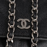 Chanel Caviar Chevron Palladium Wallet On Chain Crossbody Bag