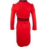 Gucci Red Zip Front Ruffle Striped Bow Dress (S)