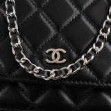 Chanel Quilted Lambskin Palladium Wallet On Chain Crossbody Bag