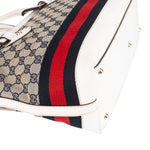 Gucci Monogram GG Canvas Sherry Line White Tote Shoulder Bag - vintageandkickz