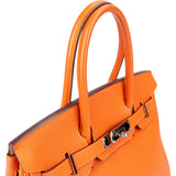 Hermès Orange H Taurillon Clemence Leather Palladium Birkin 30 Handbag