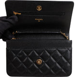 Chanel Quilted Caviar Leather Wallet On Chain Crossbody Bag