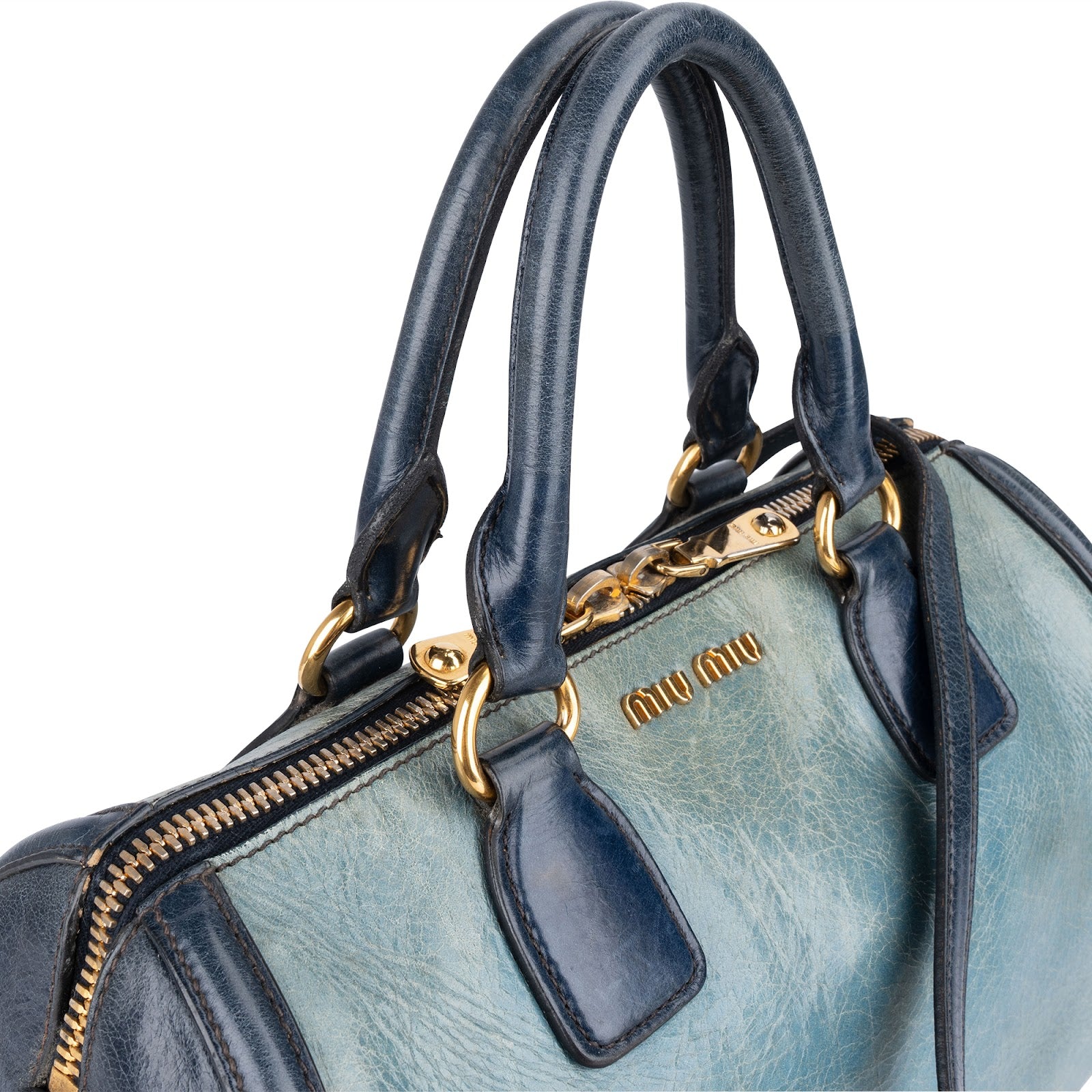 Miu Miu Vitello Lux Bicolor Bauletto Handbag - vintageandkickz