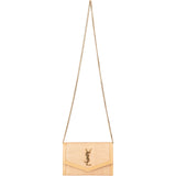 Yves Saint Laurent Raffia & Leather Uptown Wallet On Chain Crossbody Bag