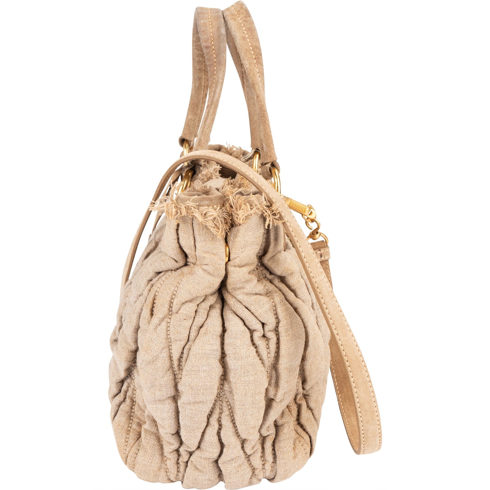 Miu Miu Quilted Fabric City Handbag - vintageandkickz