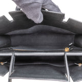 Burberry Black Grained Leather Medium Title Tote Handbag