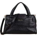 Miu Miu Black Calfskin Frame Turnlock Satchel Handbag