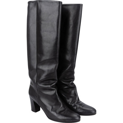 Maison Margiela Black Calf Leather Knee-High Boots (38)