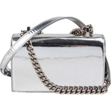 Alexander McQueen Mirrored Patent Leather Crystal-Embellished Skull Knuckle Ring Small Crossbody Bag