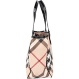 Burberry Nova-Check Monogram Patent Leather Tote Shoulder Bag