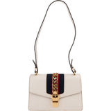 Gucci White Leather Sylvie Shoulder Bag