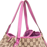 Gucci Monogram GG Canvas Pink Leather Abbey Shoulder Bag