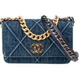 Chanel 19 Quilted Denim Chanel Wallet On Chain Crossbody Bag