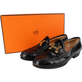 Hermès Brown Grained Leather Paris Mokassins Loafers (36,5)