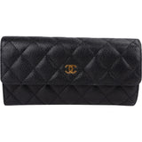 Chanel Quilted Caviar Leather CC Classic Long Flap Wallet