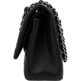 Chanel Quilted Lambskin Palladium Jumbo Double Flap Crossbody Bag
