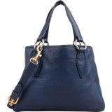 Miu Miu Blue Vitello Daino Leather Tote Handbag