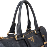 Prada Black Leather Vitello Daino Handbag