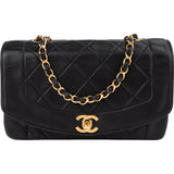 Chanel Quilted Lambskin 24K Gold Diana Single Flap Crossbody Bag